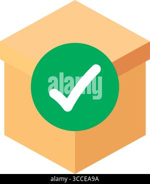 Package with checkmark icon. Vector Stock Vector