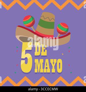 Cinco de Mayo sombrero maracas. Vector Stock Vector