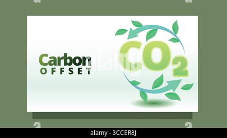 carbon offset concept. modern clean style screen size template for web or presentation vector illustration Stock Vector