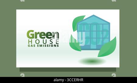 green house gass emissions concept. modern clean style screen size template for web or presentation vector illustration Stock Vector