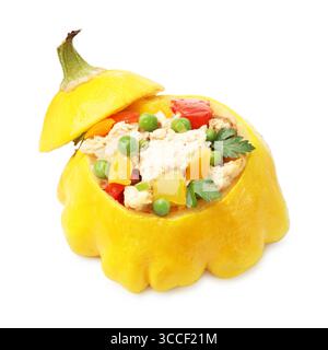 One tasty stuffed pattypan squash isolated on white Stock Photo