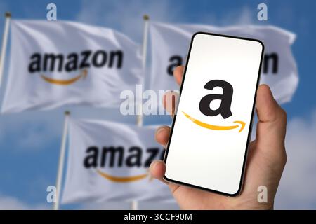 Amazon company - global e-commerce and technology player Stock Photo