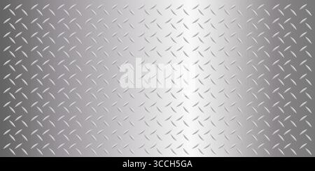 Diamond plate steel sheet metallic silver shiny surface background. Industrial-themed graphics. Texture aluminum or iron. Vector illustration Stock Vector