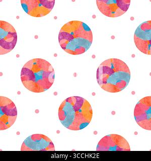 Colorful watercolor circles seamless pattern. Vector abstract background Stock Vector