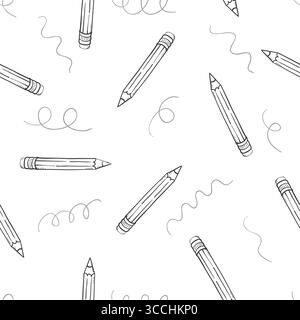 Seamless pattern with doodle pencils. Back to school vector illustration Stock Vector