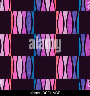 Geometric watercolor squares texture. Colorful mosaic checkered seamless pattern Stock Vector