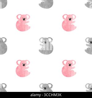 Seamless pattern with cute watercolor koala bears. Vector illustration Stock Vector