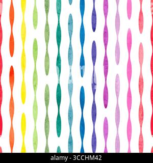 Watercolor vertical stripes seamless colorful pattern. Striped vector geometric background Stock Vector