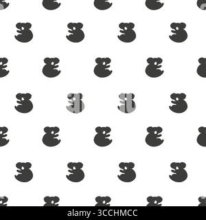 Polka dot print with cute koala bears. Seamless vector black and white pattern Stock Vector