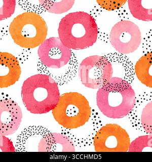 Colorful circles pattern. Vector geometric background with watercolor round shapes Stock Vector