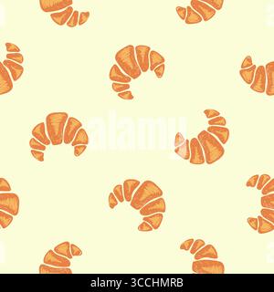 Doodle croissants seamless pattern. Bakery vector print Stock Vector