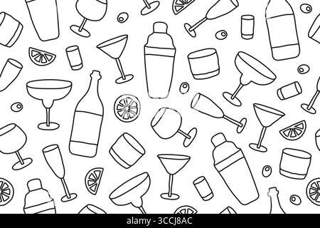 seamless bartender pattern, cocktail bar background, great for bar menus, wallpapers, packaging, textiles, and cocktail making-themed designs- vector Stock Vector