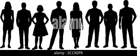 Diverse group of people standing confidently, representing teamwork and unity for modern business concepts. Stock Vector