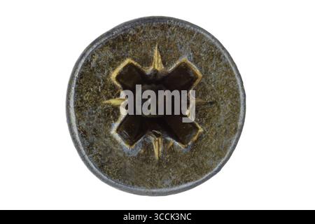 Old Phillips screw macro close up Stock Photo