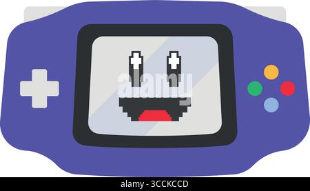 Portable handheld retro gaming console. Outline icon. Vector ...