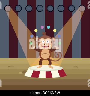 Circus monkey juggling balls. Vector Stock Vector