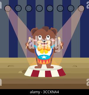 Circus bear with drum. Vector Stock Vector