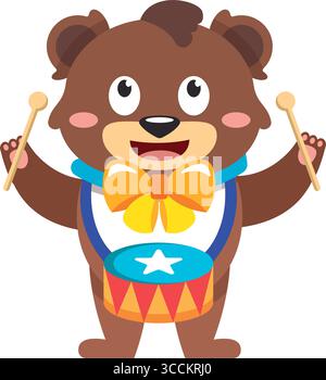 Circus bear with drum. Vector Stock Vector