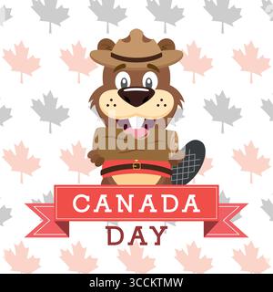 Canada Day beaver with log. Vector Stock Vector
