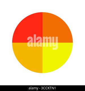 Orange yellow circle. Color wheel concept. Divided four parts. Vector flat illustration. Stock Vector
