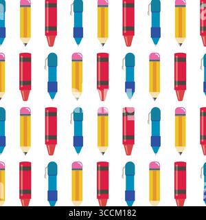 Stationery pencils pattern. Vector Stock Vector