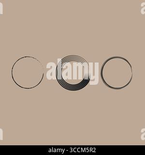 Grunge circle strokes. Hand drawn rings. Vector ink blots. Artistic round element. Stock Vector