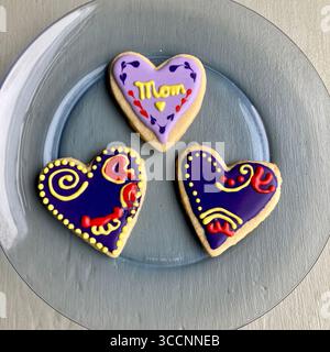 Home made heart shaped cookies look appealing. Stock Photo