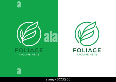 Abstract Linear Leaf Letter F Logo Simply Fresh Nature Brand Identity Stock Vector