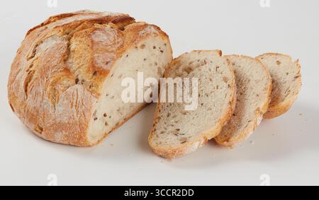 Sliced Black Sesame Bread isolated nature background with clipping path Stock Photo