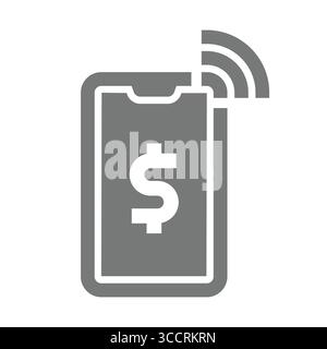 Paying and payment with phone vector icon. Smartphone and mobile banking symbol. Stock Vector