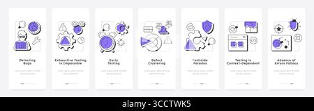 Software testing principles mobile app onboarding screens Stock Vector