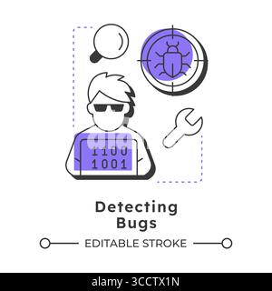Detecting bugs modern linear concept icon Stock Vector