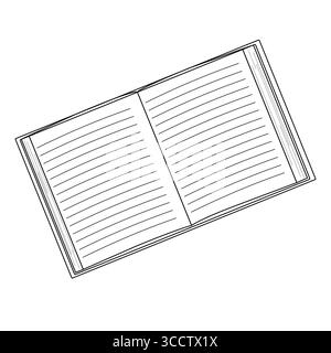 Open blank lined notebook with hardcover on white background Stock Vector