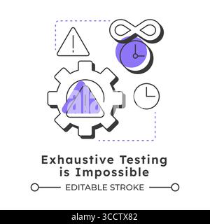 Exhaustive testing is impossible modern linear concept icon Stock Vector