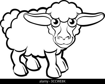 Sheep Farm Animal Cartoon Character Illustration Stock Vector