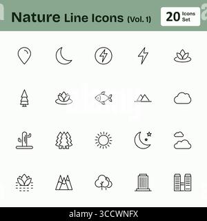 Nature Line Icons (Vol. 1) Stock Vector