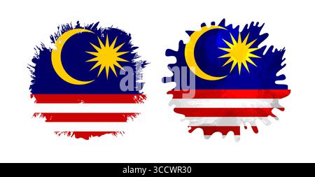Cute artistic stains with flag of Malaysia inside and isolated clipping mask. Advertising design. Holiday event concept. Creative template. Stock Vector