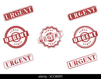 A Collection of Urgent Rubber Stamps and Seals Stock Vector