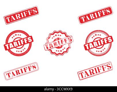 A Collection of Tariffs Rubber Stamps and Seals Stock Vector