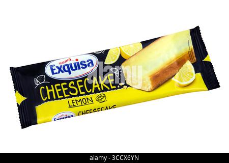 Hamburg, Germany -  August 6  2025:  Cheesecake Lemon Exquisa isolated on white background Stock Photo