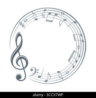 Frame with stylized musical notes. Stock Vector
