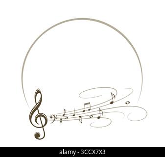 Frame with stylized musical notes. Stock Vector