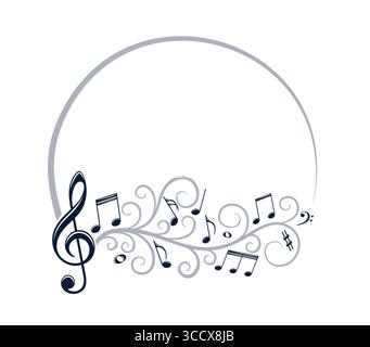 Frame with stylized musical notes. Stock Vector