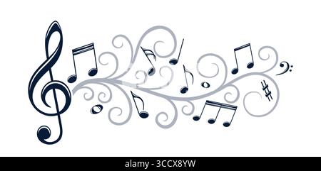 The symbol of stylized musical notes with pattern. Stock Vector