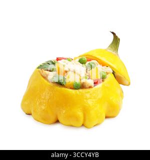 One tasty stuffed pattypan squash isolated on white Stock Photo