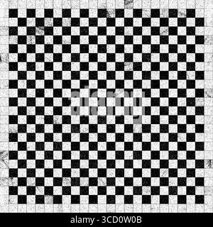 Distressed checkered background in black and white, creating a vintage or grunge effect Stock Photo