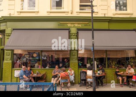 LONDON- JULY 28, 2025: Dishoom Permit Room bar cafe restaurant on Portobello Road in Notting Hill. Modern Indian food Stock Photo