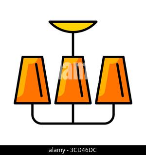 Hanging chandelier icon. Home decor element thin line illustration. Stock Vector