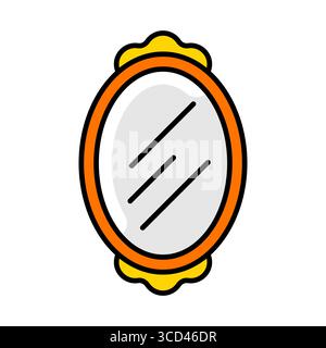 Oval mirror icon. Home decor element thin line illustration. Stock Vector