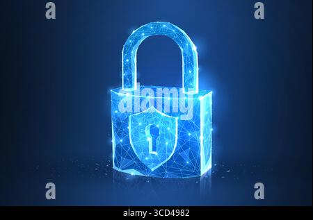 Digital lock. Secure data management, cyber risk policy, digital privacy technology Stock Vector